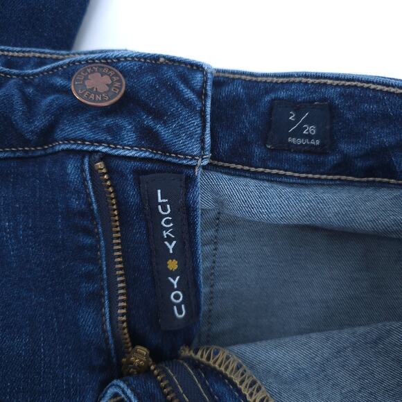 Lucky Brand Mid Rise Lolita Skinny Jeans Dark Wash 5 Pocket Whiskering 26 - Picture 5 of 14